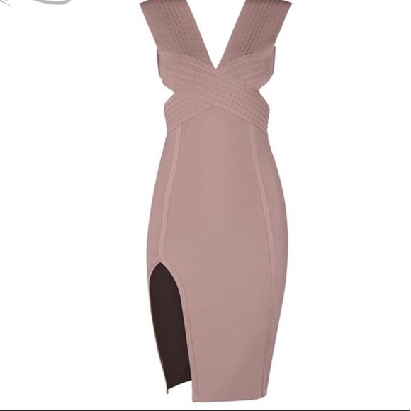 House of CB Sexy Nude Tan Bodycon Bandage Dress - Picture 5 of 8